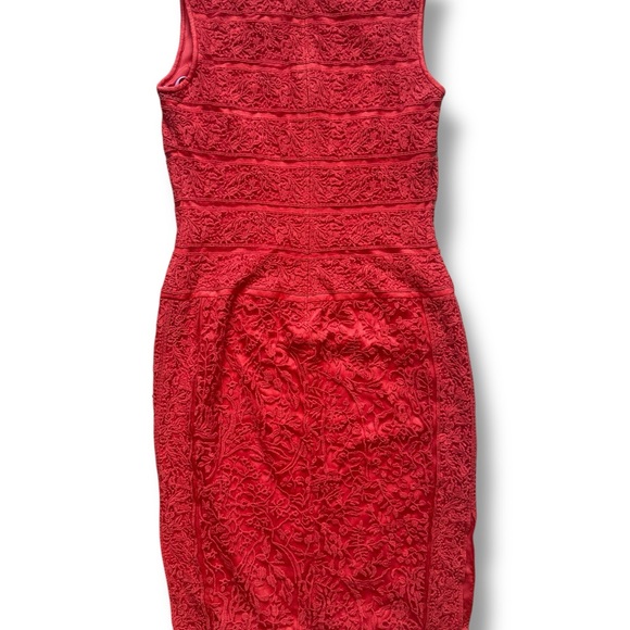 Tadashi Shoji Women’s 8 Lace Embroidered Fully Lined Sheath Coral Midi Floral - Picture 2 of 8